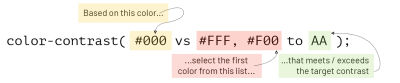 A pseudo-code example of the optional third parameter for the color-contrast function
