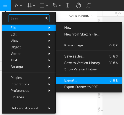 Setting export settings for selected layer