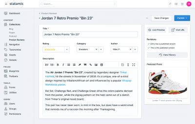 Updating a rich content collection with Statmatic