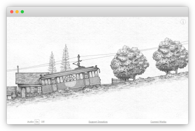 A screenshot of Short Trip, an experimental page by Alexander Perrin with graphite illustrations.