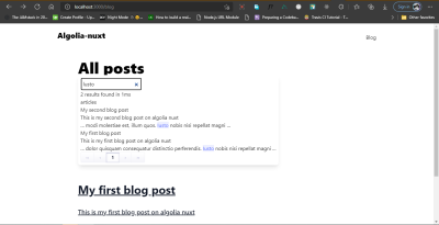 Search component with vue instantsearch widgets