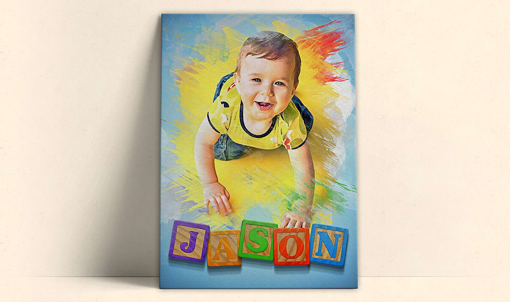 Baby picture made into custom canvas art wall print