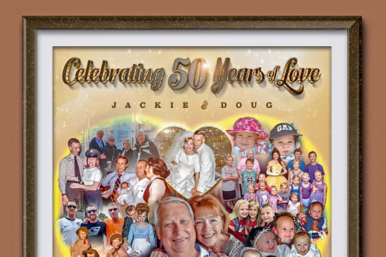 Heart shaped photo collage for parents 50th anniversary