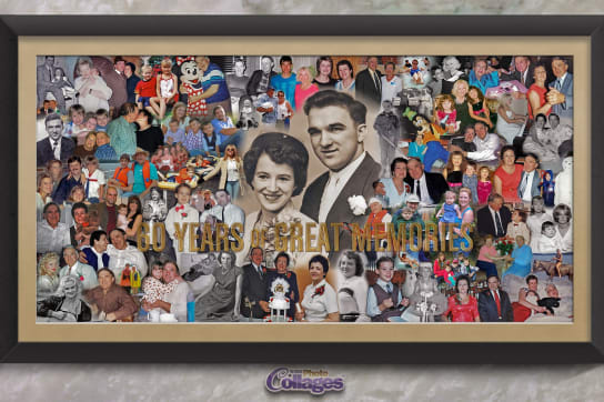 60 years of great memories arranged into blended collage 30x18 60pics