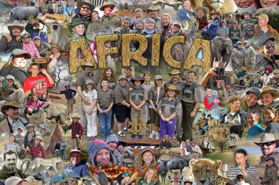Family safari vacation to Africa pictures collage