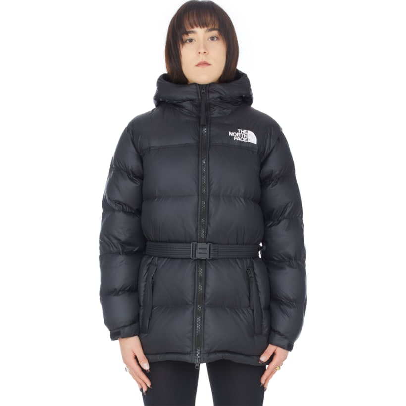  THE NORTH FACE Women's Women's Nuptse Belted Long Parka, TNF  Black, M : Clothing, Shoes & Jewelry