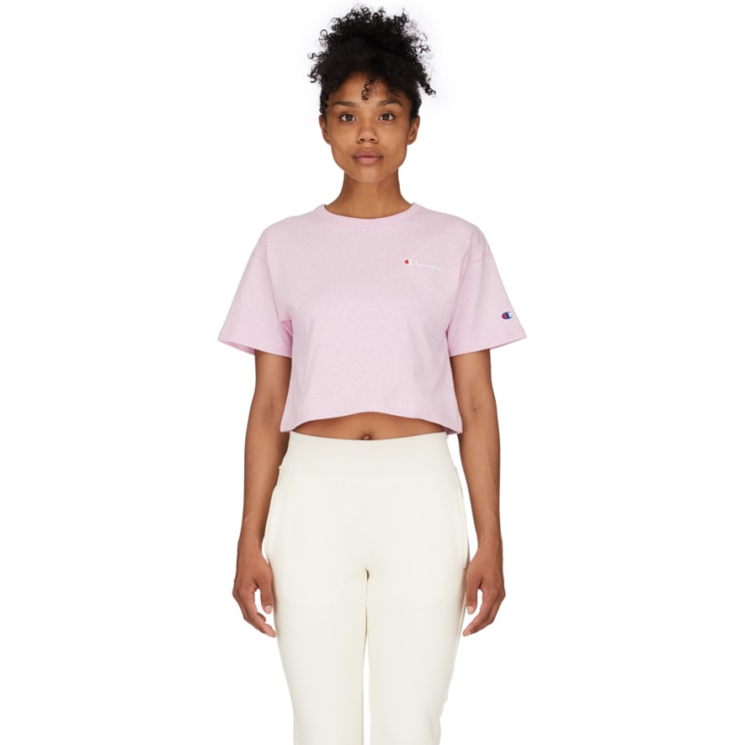 Champion script hot sale logo cropped tee