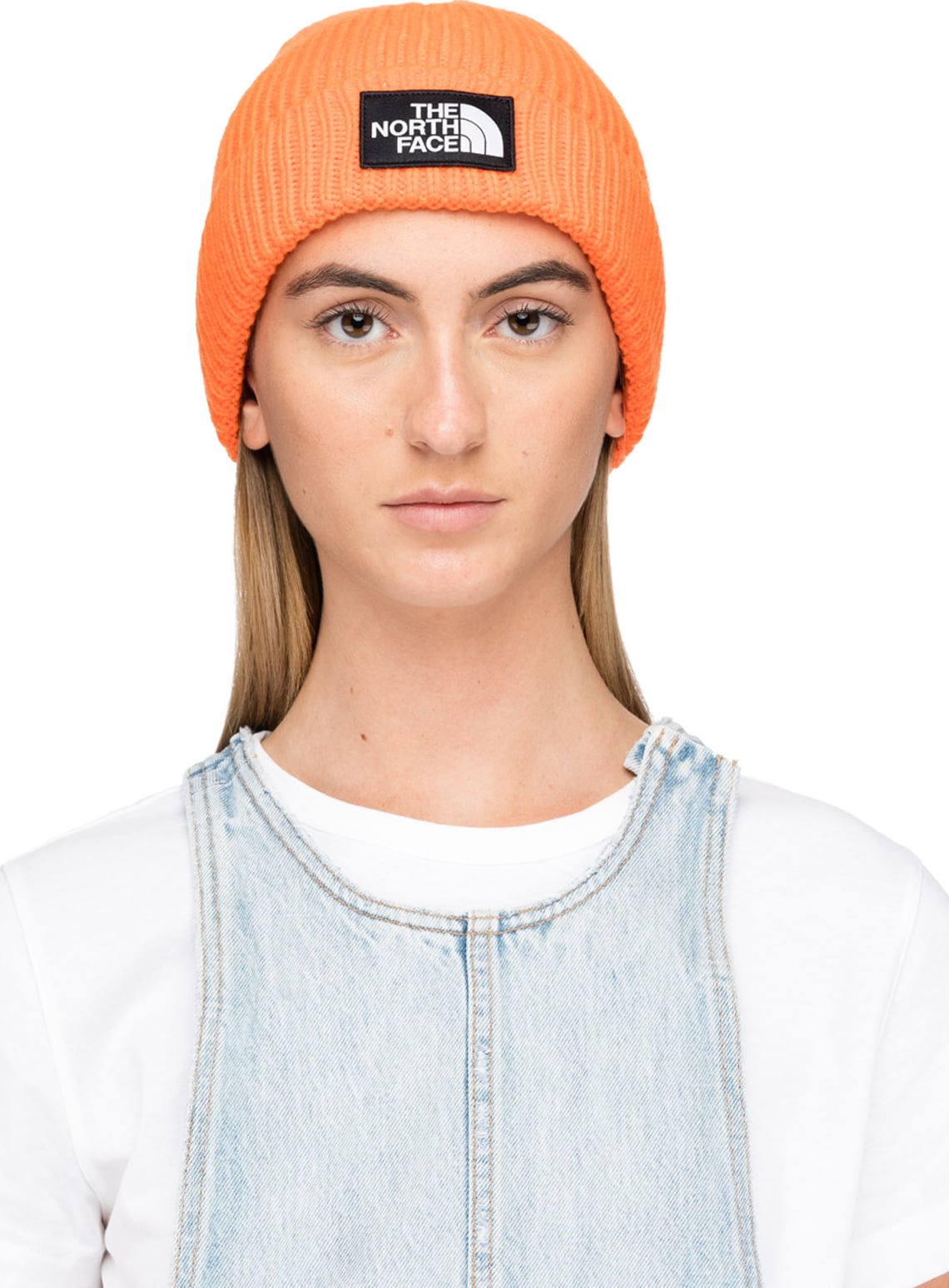 north face logo box beanie