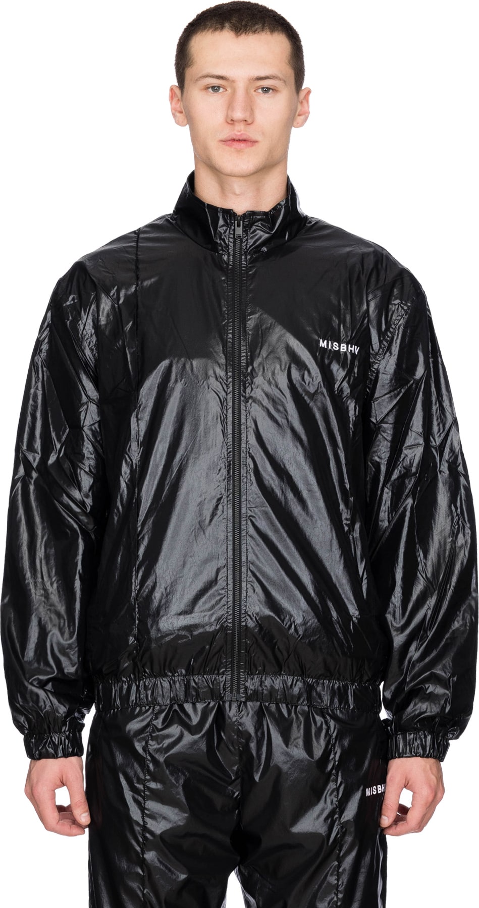 black nylon tracksuit