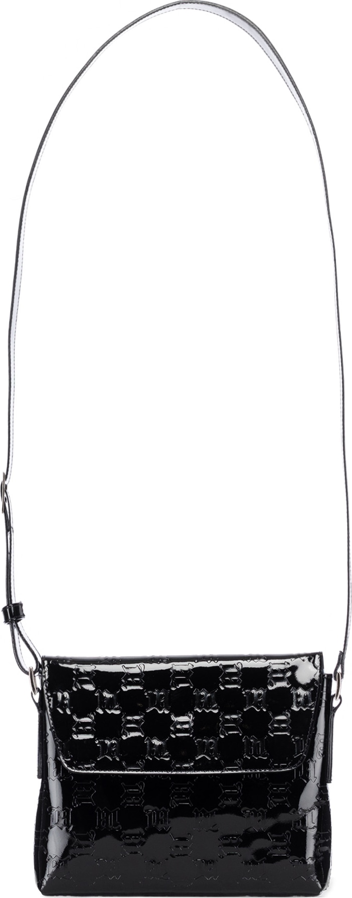 black vinyl crossbody bag