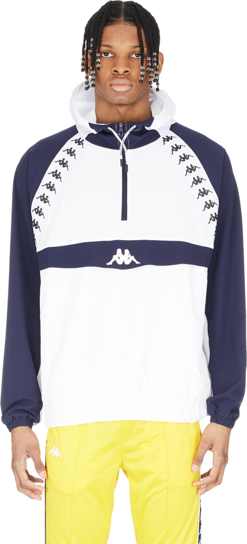 Kappa Authentic Bakit Anorak Hoodie Blue Marine/White influenceu