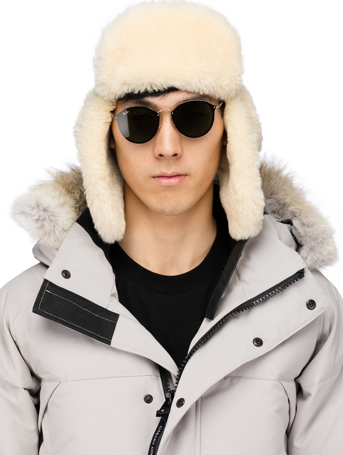 shearling pilot hat