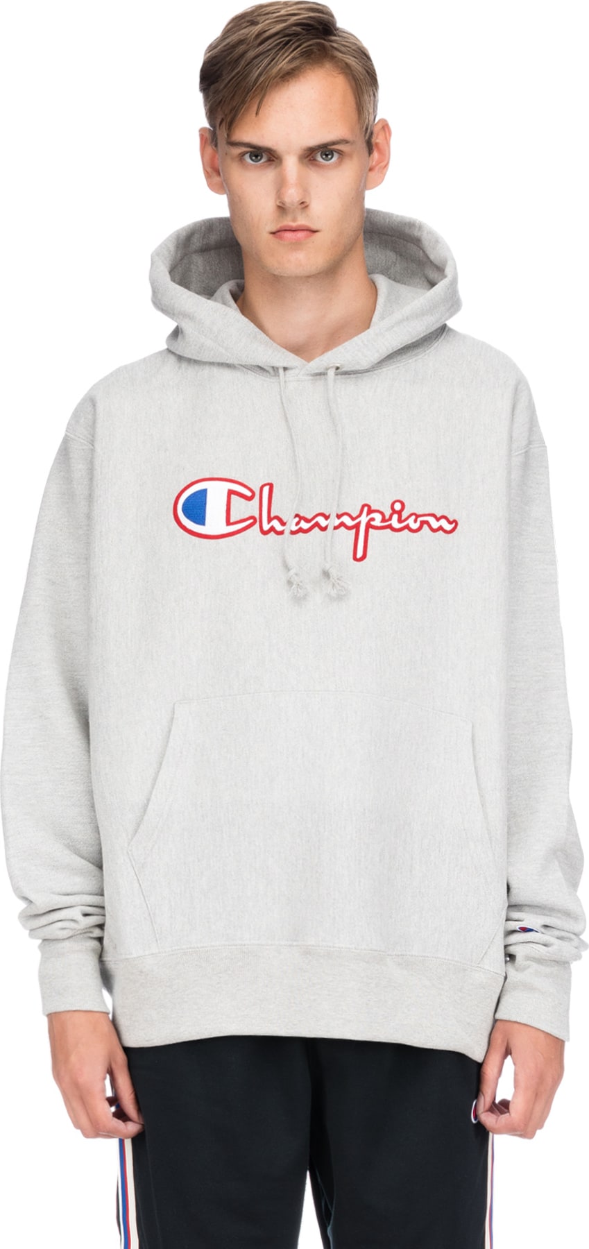 champion satin script hoodie sweatshirt