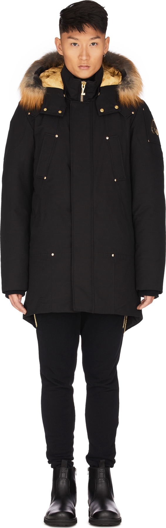 Moose Knuckles: Stag Lake Parka - Black/Gold | influenceu