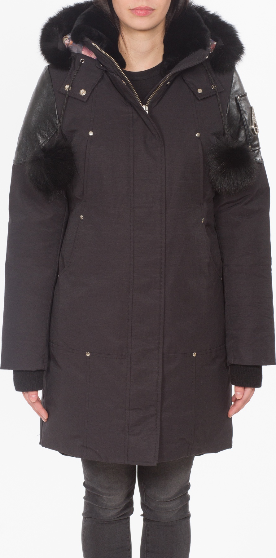 Moose Knuckles: Crystal Parka - Black/Black Fur | influenceu