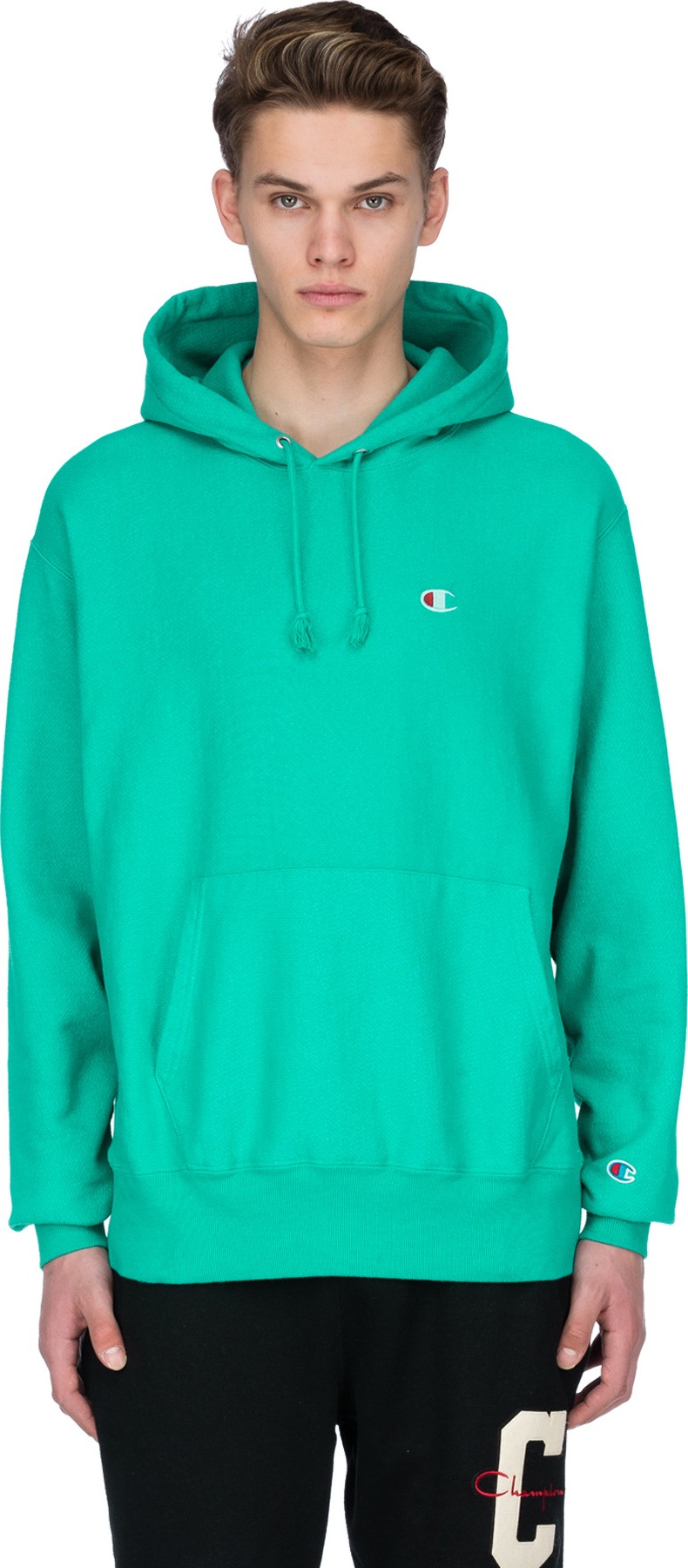 champion reverse weave teal pigment dyed hoodie