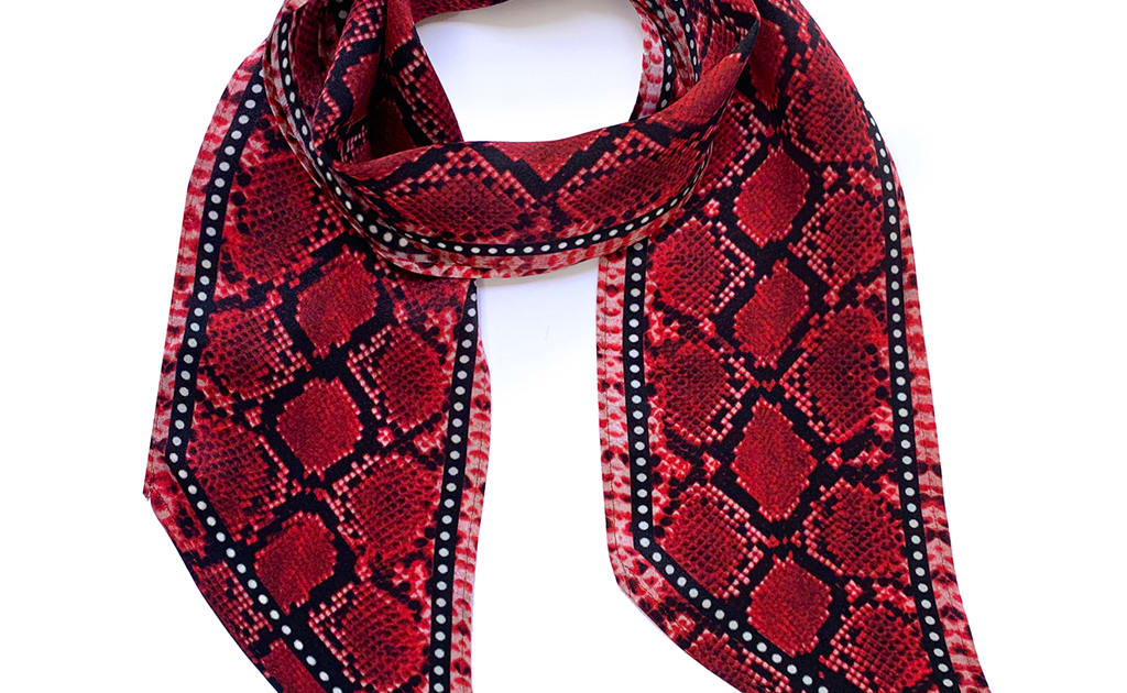 Red Snakeskin 100 Pure Silk Scarf INGMARSON