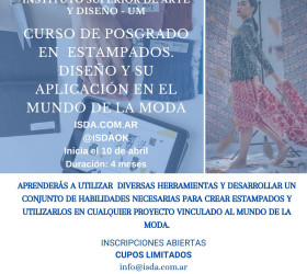 CURSO DE POSGRADO en Estampados: fundamentos, diseño y su aplicación en el mundo de la  moda.