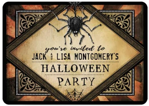 Halloween Gothic Spider Orange Halloween Party Invitation