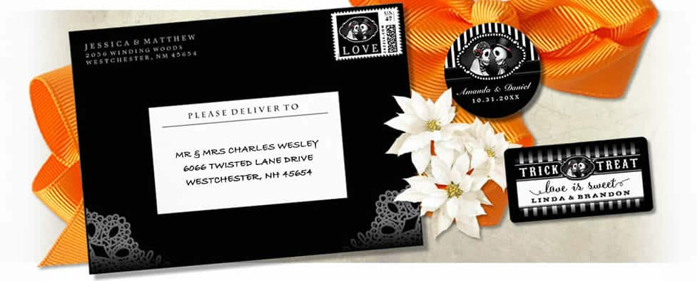 Halloween Custom Wedding Postage by Julie Alvarez Designs