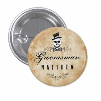 groomsman halloween wedding button pin gothic brown