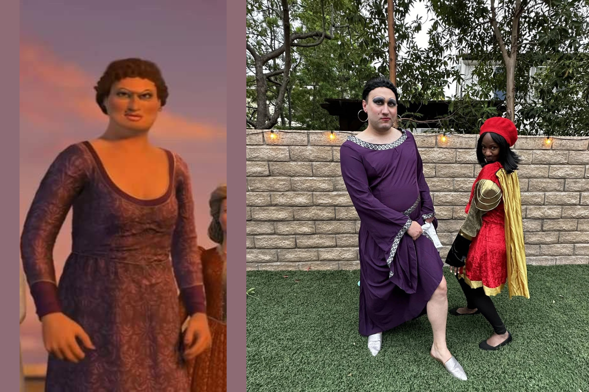 shrek purple dress Fulfilling my big sister duties and dressing up as Doris the ugly step sister from Shrek Found the dress 2nd hand on @depop and stole the tea towel from my parents house #shrek #shrekcostume