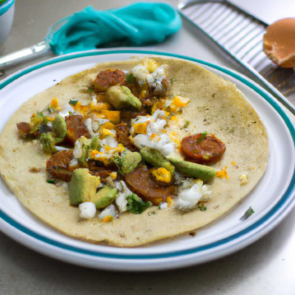 Mexican-inspired Chorizo and Egg Breakfast Tacos with Salsa Verde, Avocado, and Queso Fresco