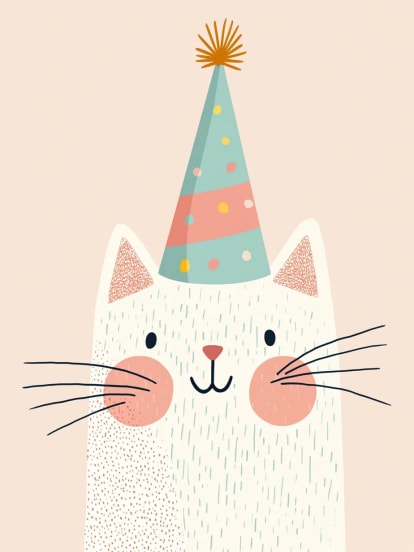 Kedi Parti Şapkası 2 Card Design