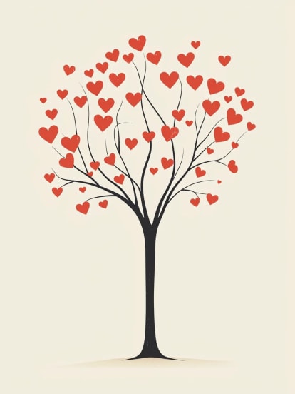 Herzen wachsen im Baum Card Design
