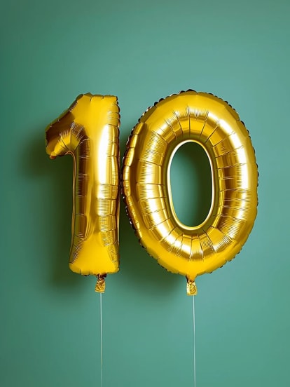 Ballons 10 Jahre 4 Card Design