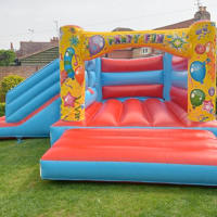 2v Red Balloons Combo Bouncy Castle