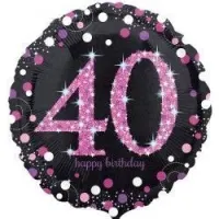 18 Inch Black And Pink Sparkling Celebration Balloons