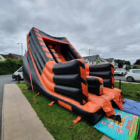 15ft Inflatable Mega Slide - Orange And Black Chevron