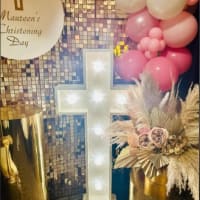 Led Numbers With Balloon Arch And Party Decor Backdrops