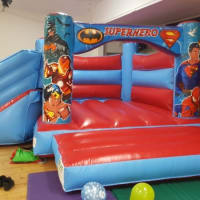 Red Superheroes Bounce And Slide Bouncy Castle