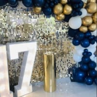 Led Numbers With Balloon Arch And Party Decor Backdrops