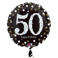 18 Inch Black And Gold Milestone Birthday Foil Balloons