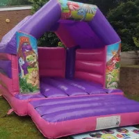 Pink Purple Bouncy Castle 11x15 Dinosaur Theme