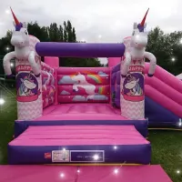 Happy Unicorn Slide Bouncy Castle