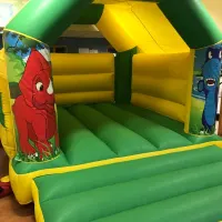 11ft X 15ft Dinosaur Themed Bouncy Castle - Green