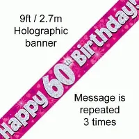 Pink Numbered Birthday 9ft/2.7m Holographic Banner