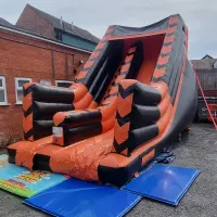 15ft Inflatable Mega Slide - Orange And Black Chevron