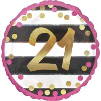 18 Inch Pink And Gold Milestone Birthday Holographic Balloons