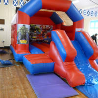 Red And Blue Combo Castle - Superhero Theme