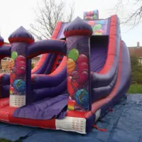 24ftlong X 28ft High X 15ft Party Party Megga Slide Red And Purple