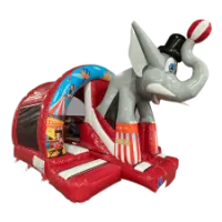 3d Elephant Circus Curved Bouncy Castle