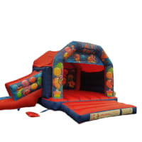 Red Blue Party Time Bouncy Castle With Side Slide 15x17ft