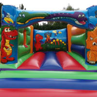 Dinosaur Multi Coloured Slide Bouncy Castle