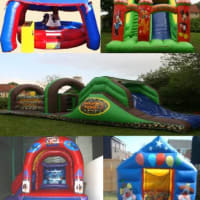 15ftx 15ft Rodeo Bull For (2 Hours)disney Megga Slide Red And Blue/40ft Army Assault Course/21ftx15ft Diseny Theme Castle Slide/10ftx9ft Ball Pool With Balls.