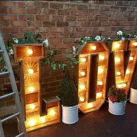 Light Up Rustic Love Sign Hire
